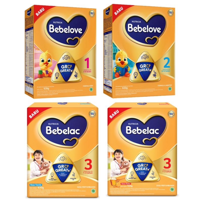 (620g) Bebelove 1 2 Bebelac 3 Susu Formula untuk Bayi usia 0-6-12 Bulan madu vanila