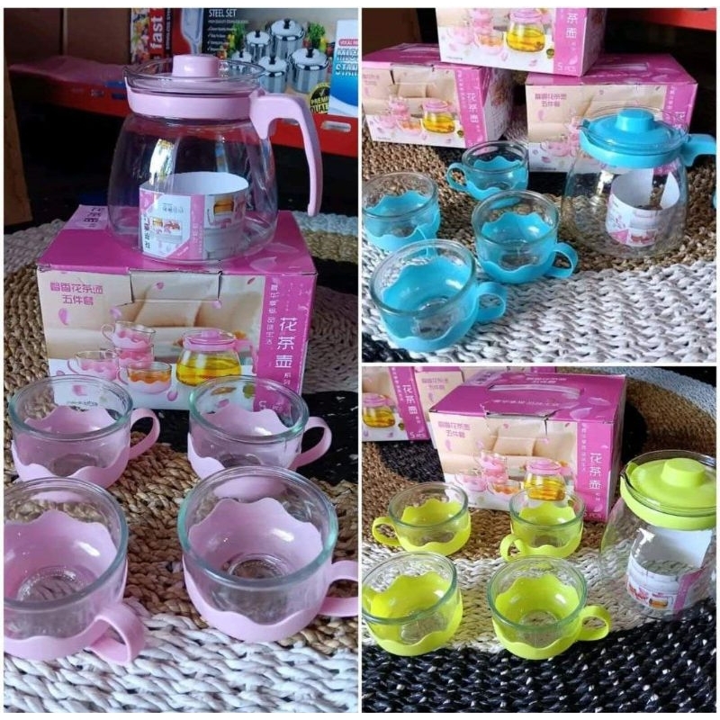 Teapon gelas cantik 1 set
