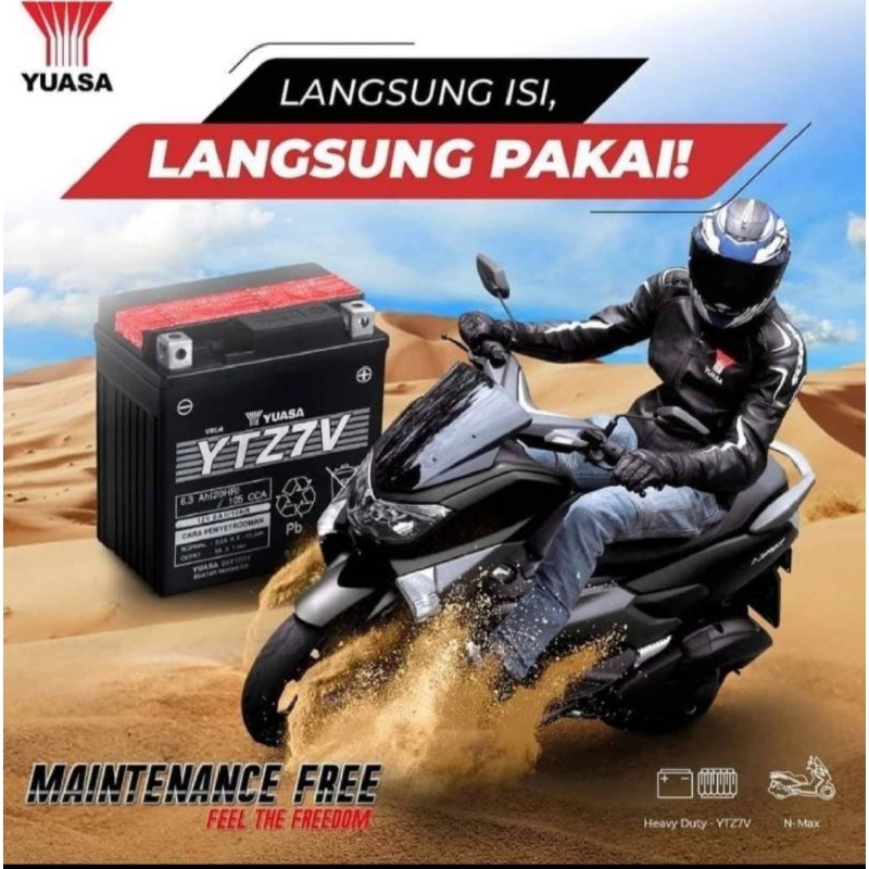 Aki Kering Aki Motor Yamaha Aerox 155,Nmax Old YUASA YTZ7V Aki Kering