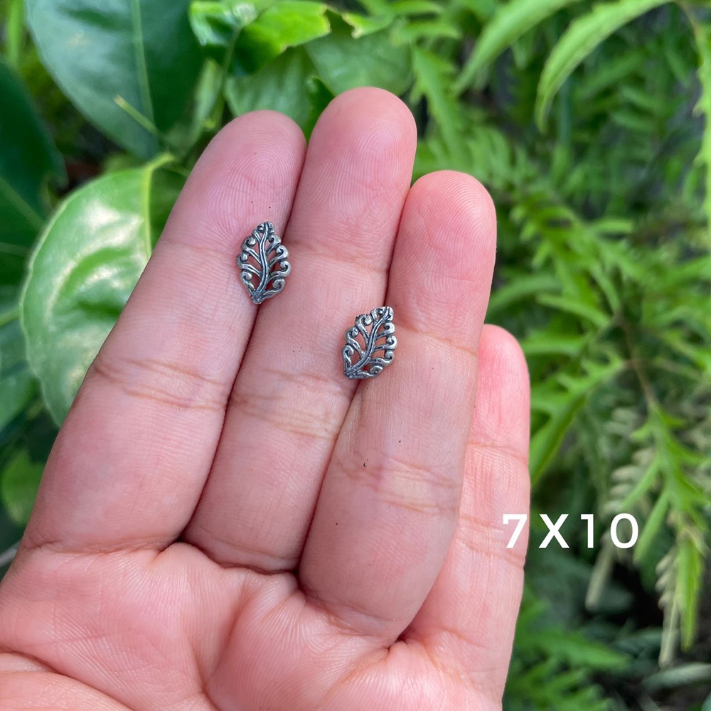 Anting Earrings Sumpel Stud Tusuk Giwang Perak Silver Bali Asli 925 Daun Anak Wanita Perempuan Elega