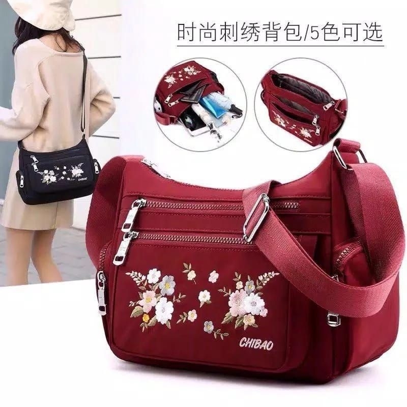 TAS SELEMPANG WANITA CHIBAO IMPORT TERBARU MOTIF BUNGA