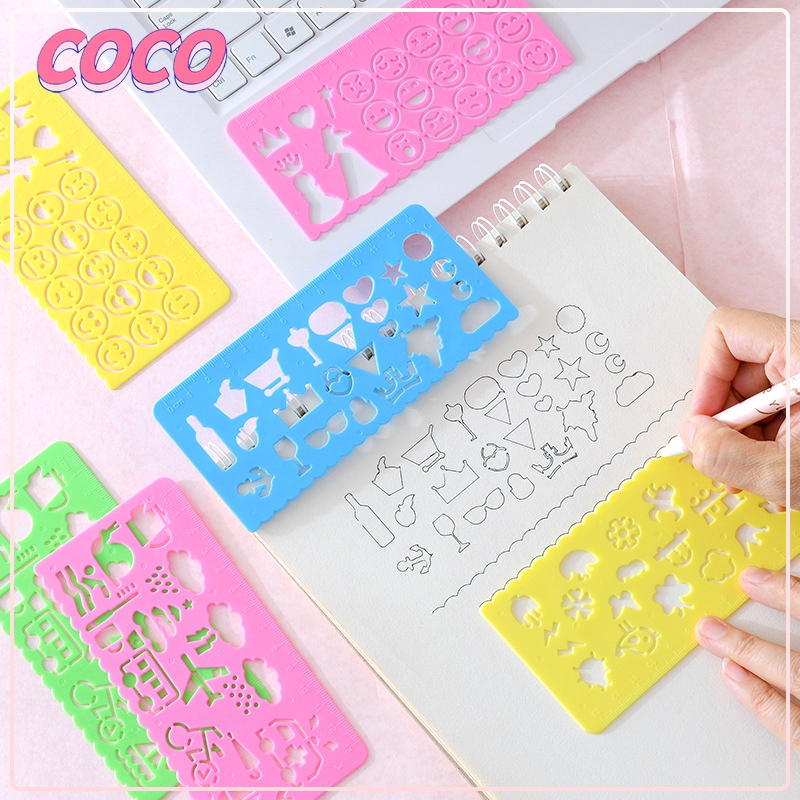 

Penggaris plastik untuk menggambar pola dan bentuk/Penggaris plastik multifungsi yang lucu 1 PCS ACAK-coco_market
