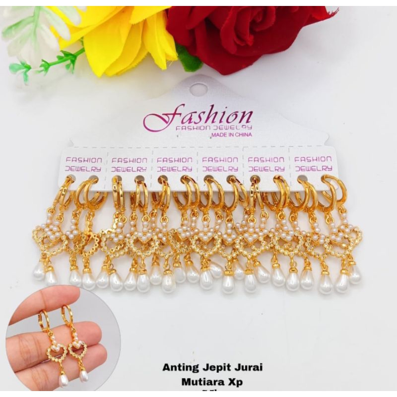 anting jepit love mutiara xuping terbaru