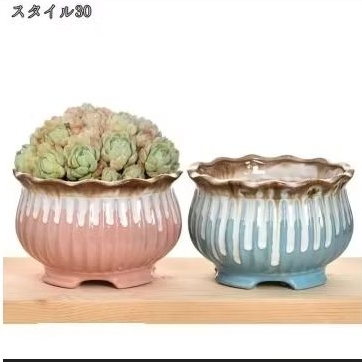 Pot keramik ukuran jumbo glazing ice melt berkaki cantik untuk bonsai sukulen kaktus lithop