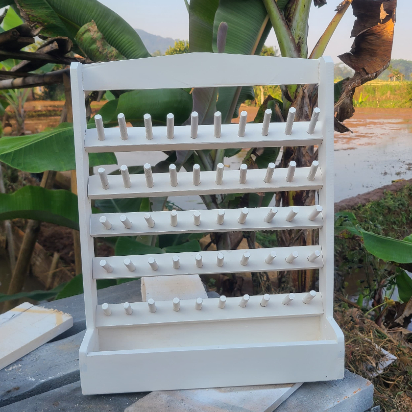 Rak Benang Jahit Kayu Serbaguna Putih - Model Terbaru