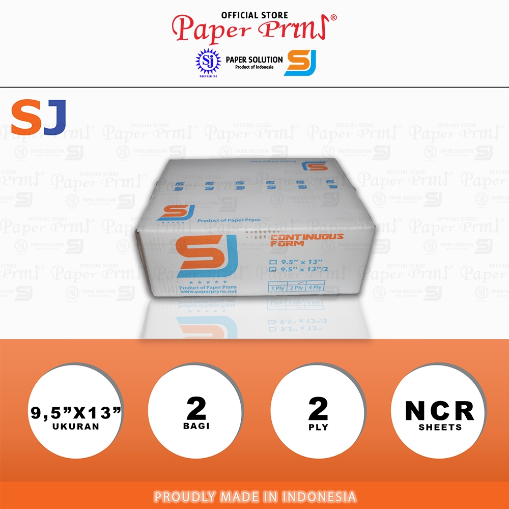 

SJ Orange Kertas Continuous Form 2PLY NCR Folio 9,5" x 13"/2 (Bagi 2)