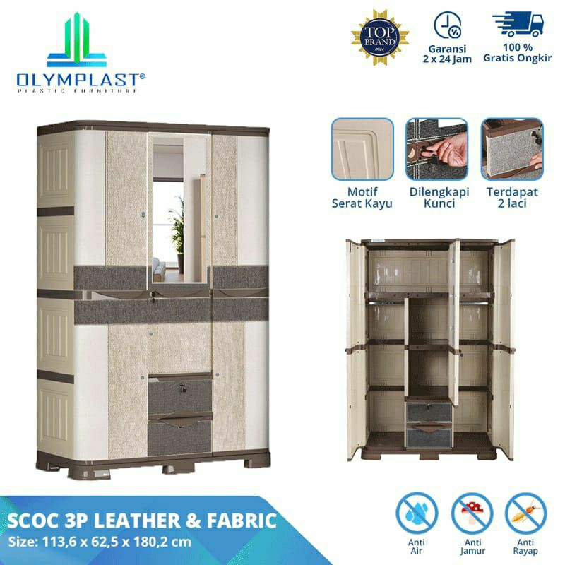 CARGO-LEMARI PLASTIK OLYMPLAST 3 PINTU SCOC 3 PINTU