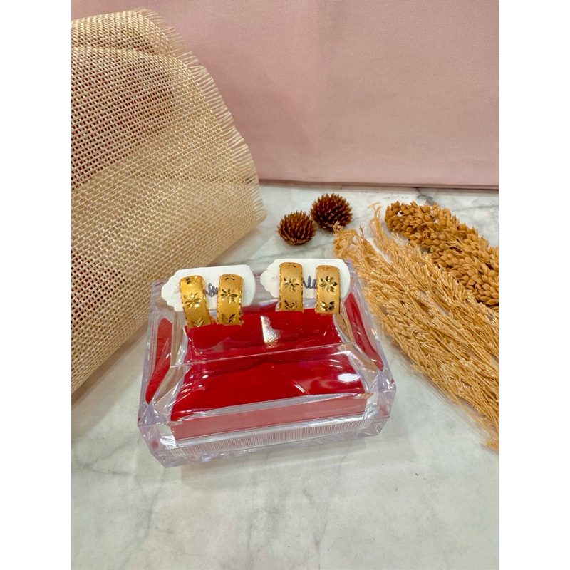 Anting jepit bangkok ukir emas asli 6k