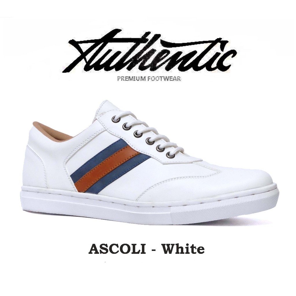 Authentic Ascoli Sepatu Sekolah Sneakers Pria White