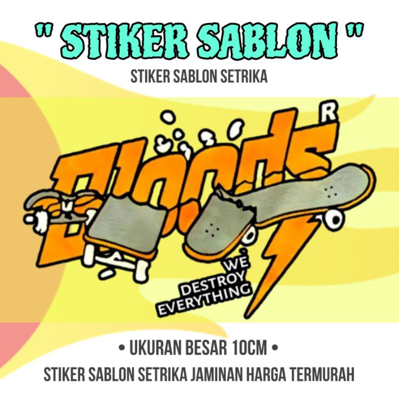 

Stiker sablon setrika brand BLOODS ukuran 10cm