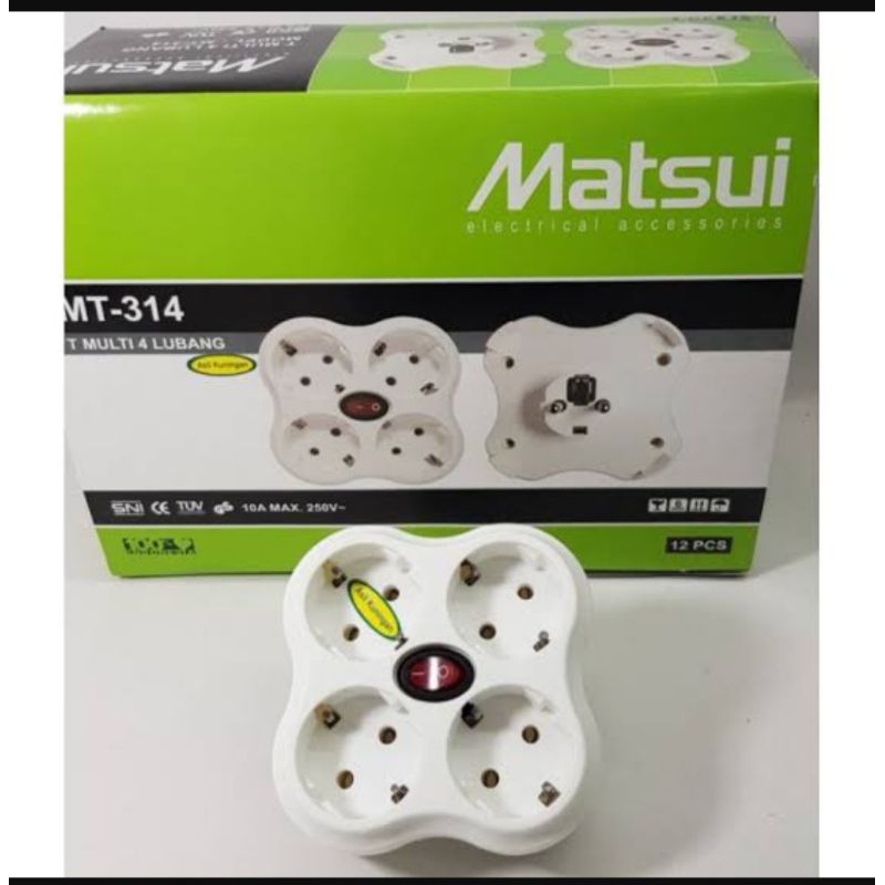 T Multi Colokan Listrik 4 Lubang + Saklar / Stop Kontak Out 4 in 1 + Switch Matsui