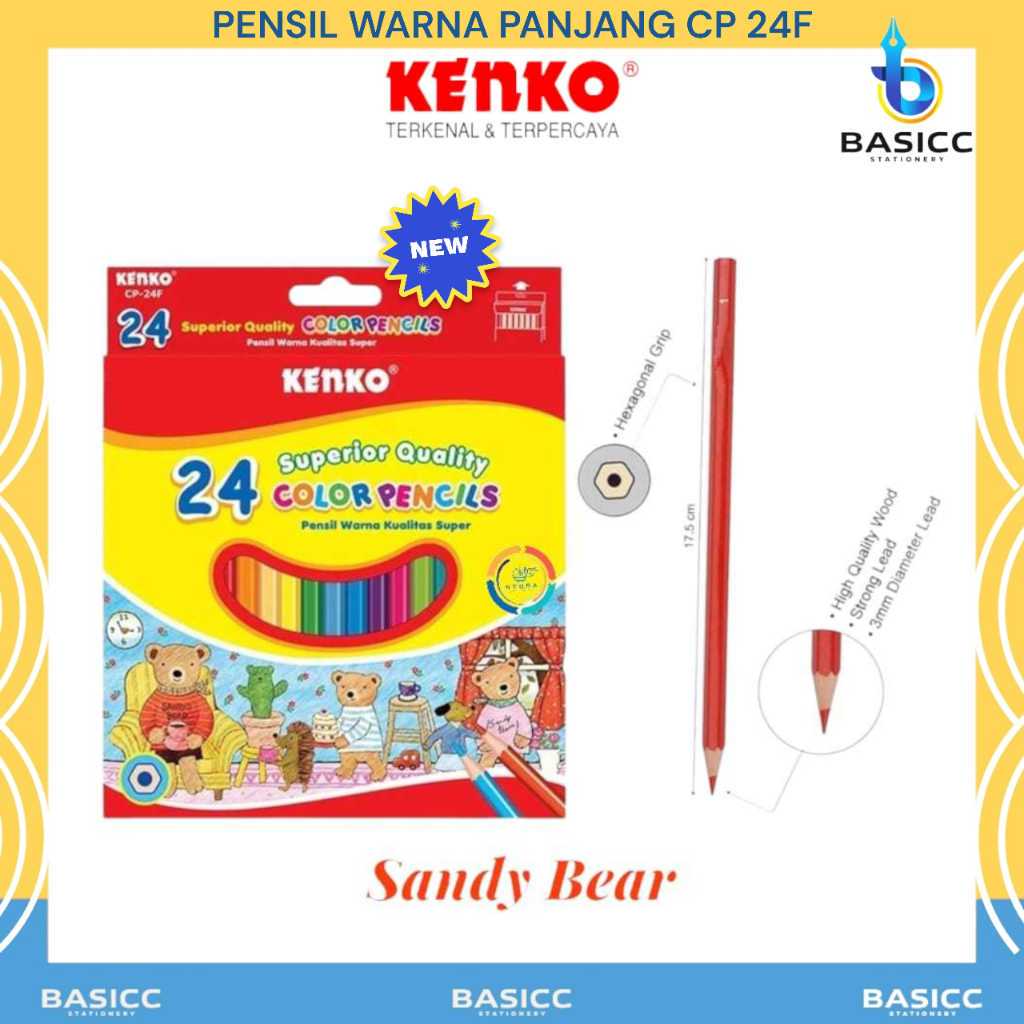 

Kenko Pensil Color Panjang Sandy Bear CP-24F | @1Set =24 Warna