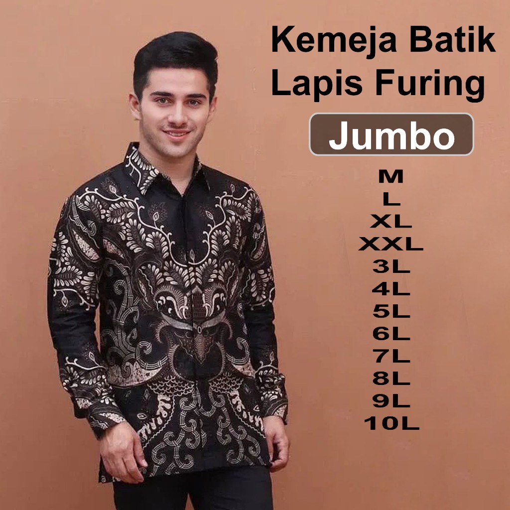 KEMEJA BATIK PRIA LAPIS FURING JUMBO PAKAIAN PRIA BAJU PRIA KEMEJA BATIK PRIA ATASAN PRIA JAHITAN IS