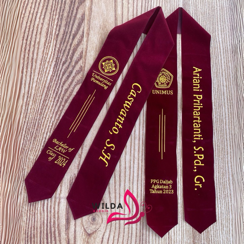 Selempang Wisuda Leher (Free Logo)