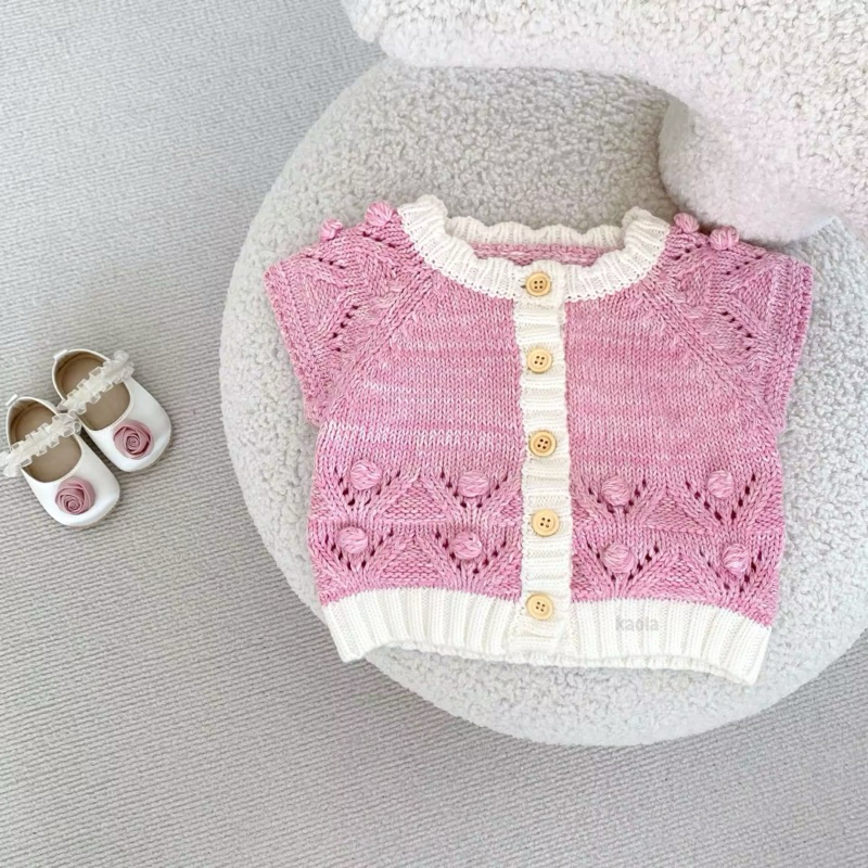 KAOLA - Livia Pink Knit | Vest Rompi Rajut Bayi