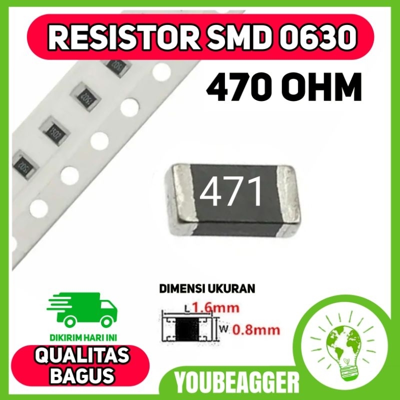 Resistor smd 470 ohm 471 tipe 0603