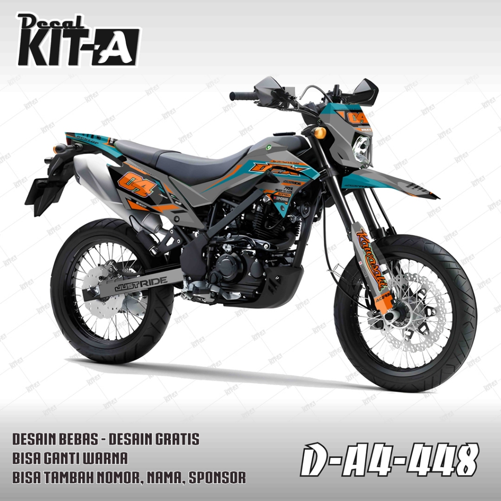 decal sticker striping KLX New dtracker  Decal dtracker 150 full body Abu-abu Toska Tosca list oren 