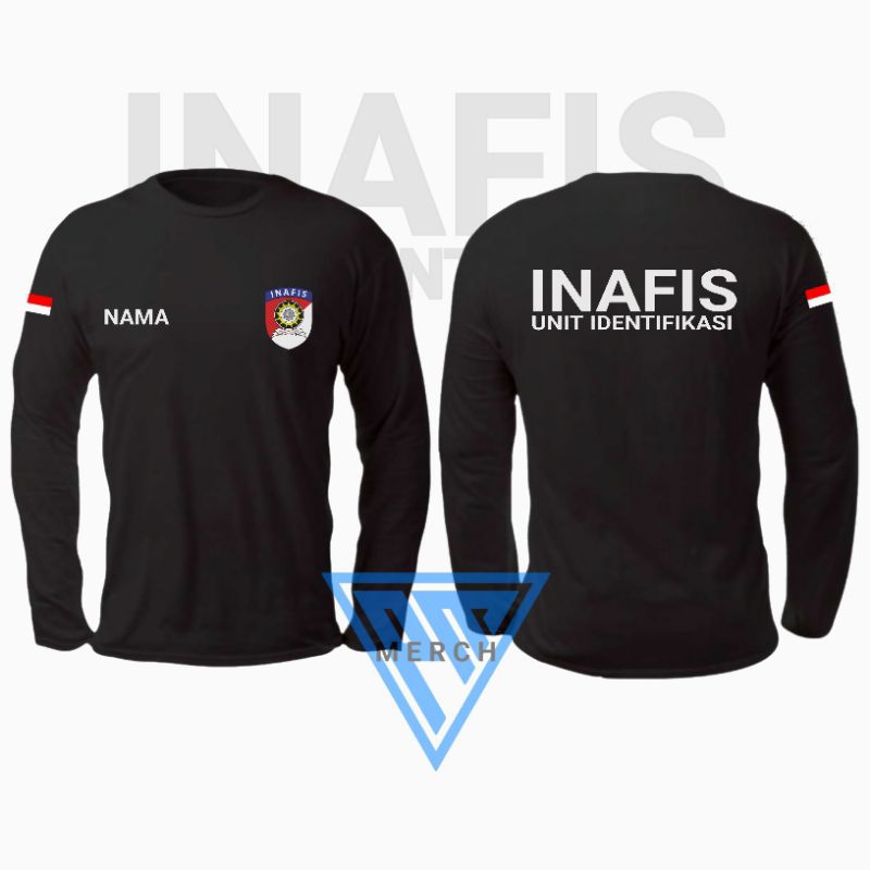 Kaos Inafis Polri Identifikasi Hitam Premium Combed24s Gratis Nama