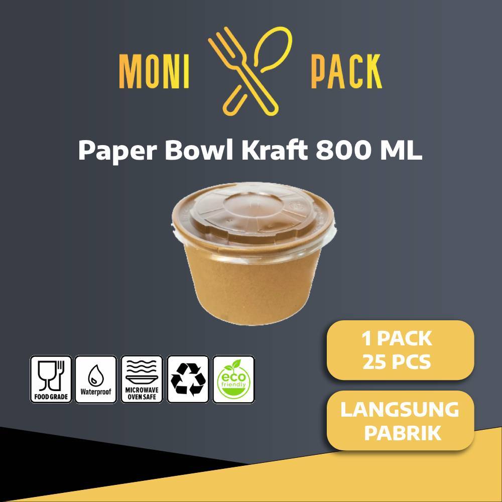 Paper Bowl Kraft 800 ml / Mangkok Kertas / Rice Bowl Paper Kraft 800 ml