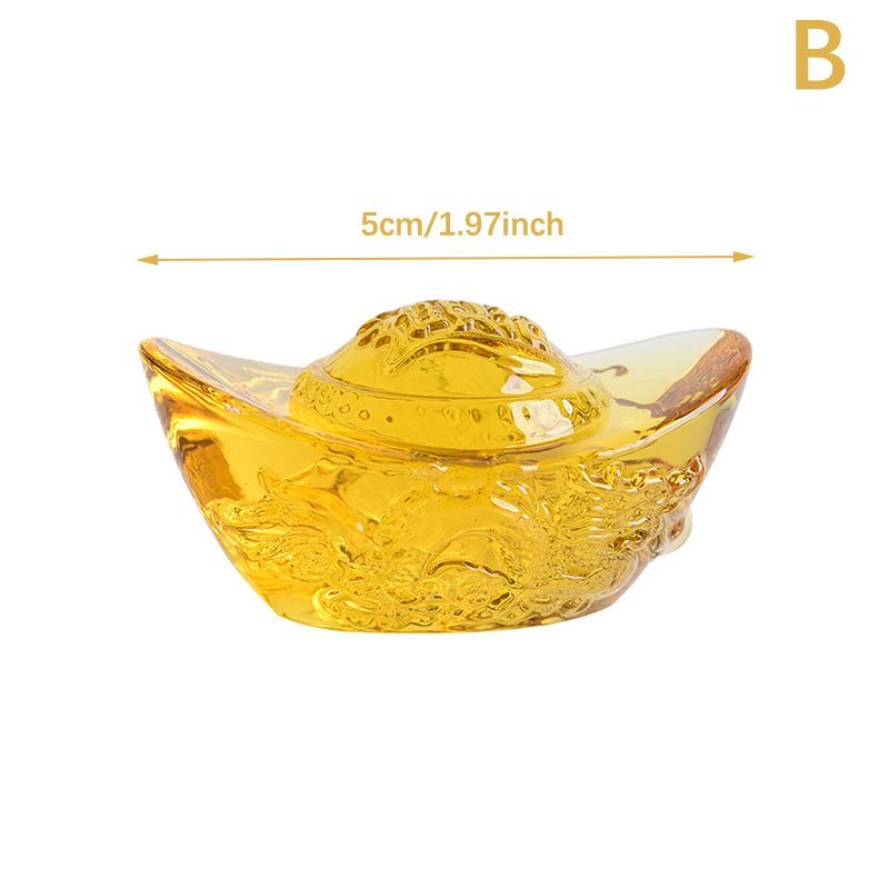 Lotsoolup Yellow Crystal Yuan Bao Feng Shui Yuan Bao Dekorasi Yuan Bao Ornamen Feng Shui Kristal