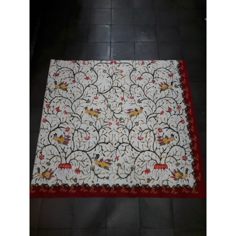 kain batik katun premiun motif abstrak putih tulang