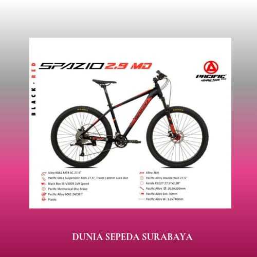 SEPEDA MTB 27,5 PACIFIC SPAZIO 2.9 MD ALLOY FORKLOCK SUSPENTION MURAH TERBAIK