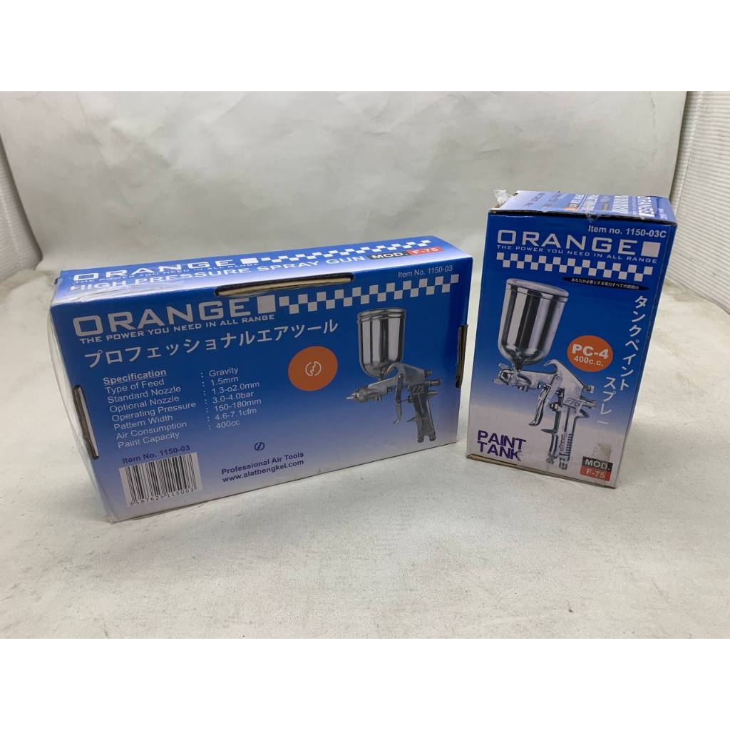 Spray Gun ORANGE/Spray gun tabung Atas F-75 Stainless SET