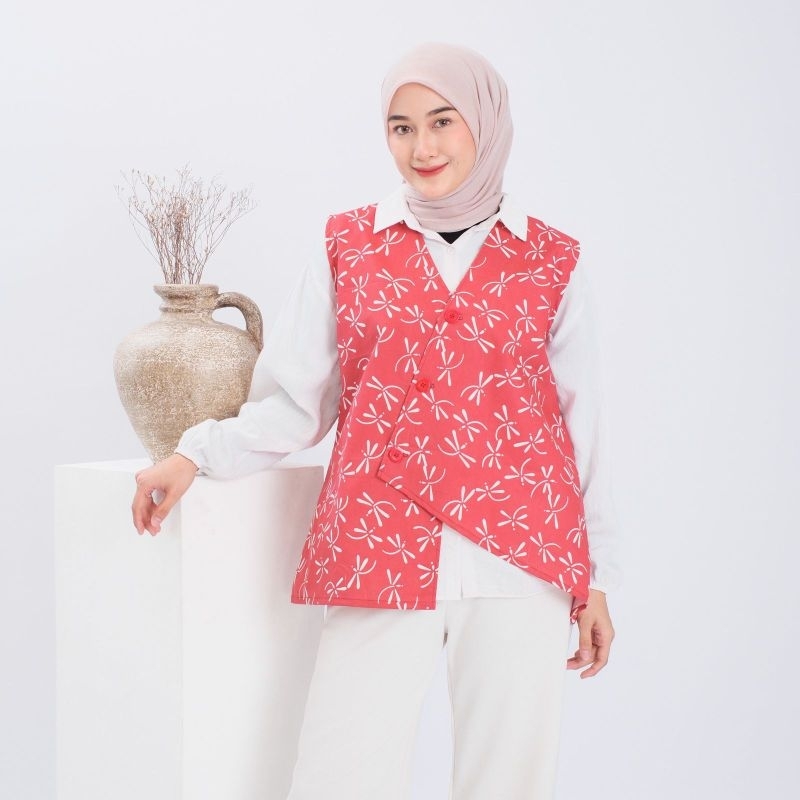 Vest Batik Atasan. wanita Tanpa Lengan Rompi Batik Modern