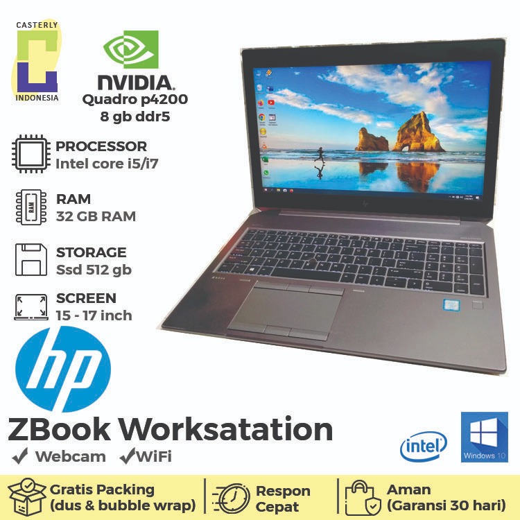 Laptop hp ZBook 17 G6 i7 gen9 ddr4 64 gb ssd 512 gb nvidia 17 inch