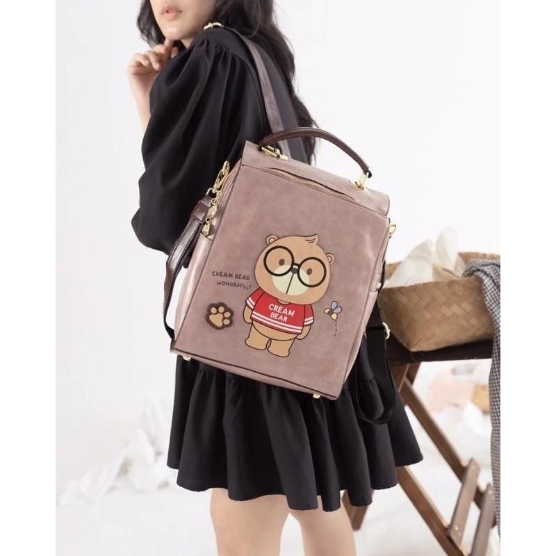 Creambear Tas  Kulit Selempang Bagpack Multifungsi Wanita Original C13051