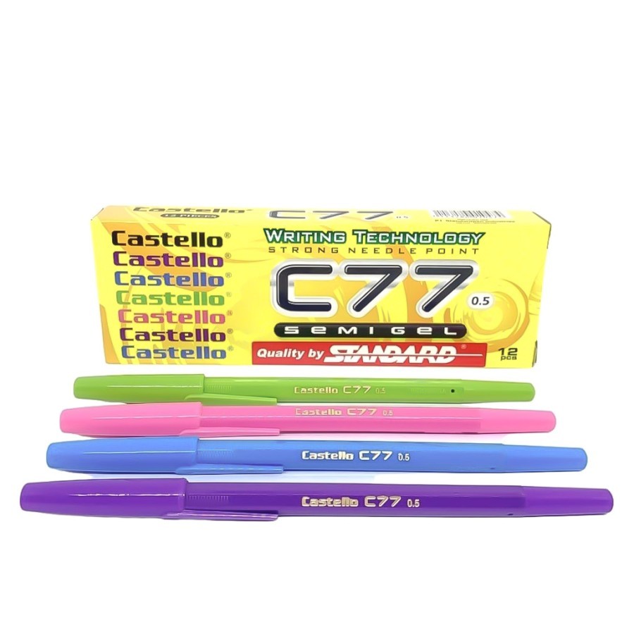 

1 LSN / 12 Pcs Pen Castello C77 0.5mm ( Pulpen Ballpen Standard )