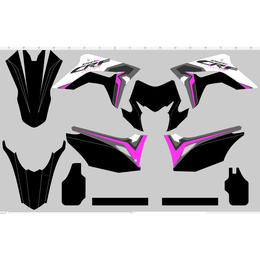 Sticker Decal Motor CRF 150l Fullbody Motif Original CRF Putih Abu Oren D-I2-862