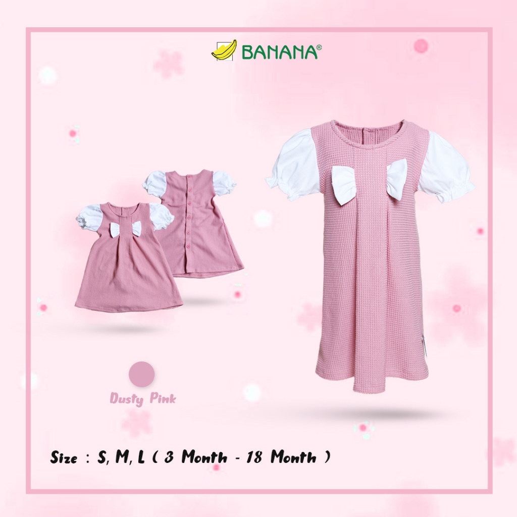 BANANA Dress waffle Pita dada bayi perempuan