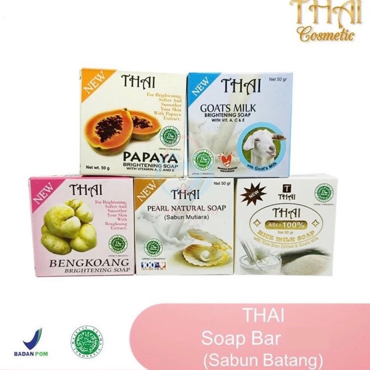 THAI Bar Soap | Sabun Batang 50g 130g | Rice Bengkoang Papaya Pearl Goats Milk Bamboo | Mandi Tubuh