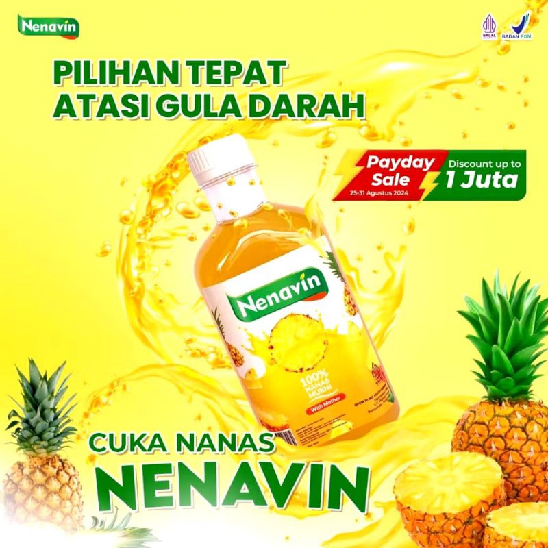 

[BPOM] NENAVIN Cuka Nanas Asli Turunkan Kadar Gula Darah 100% / Bantu Jaga Gula Darah (COD Cek Dulu)