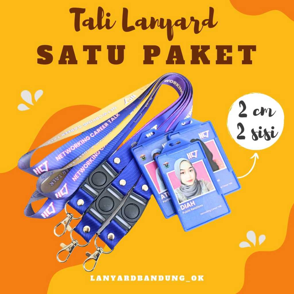 

TALI LANYARD CUSTOME,ID CARD DAN CASING SEPAKET 2 CM 2 SISI / CETAK TALI LANYARD, ID CARD DAN CASING SATU SET