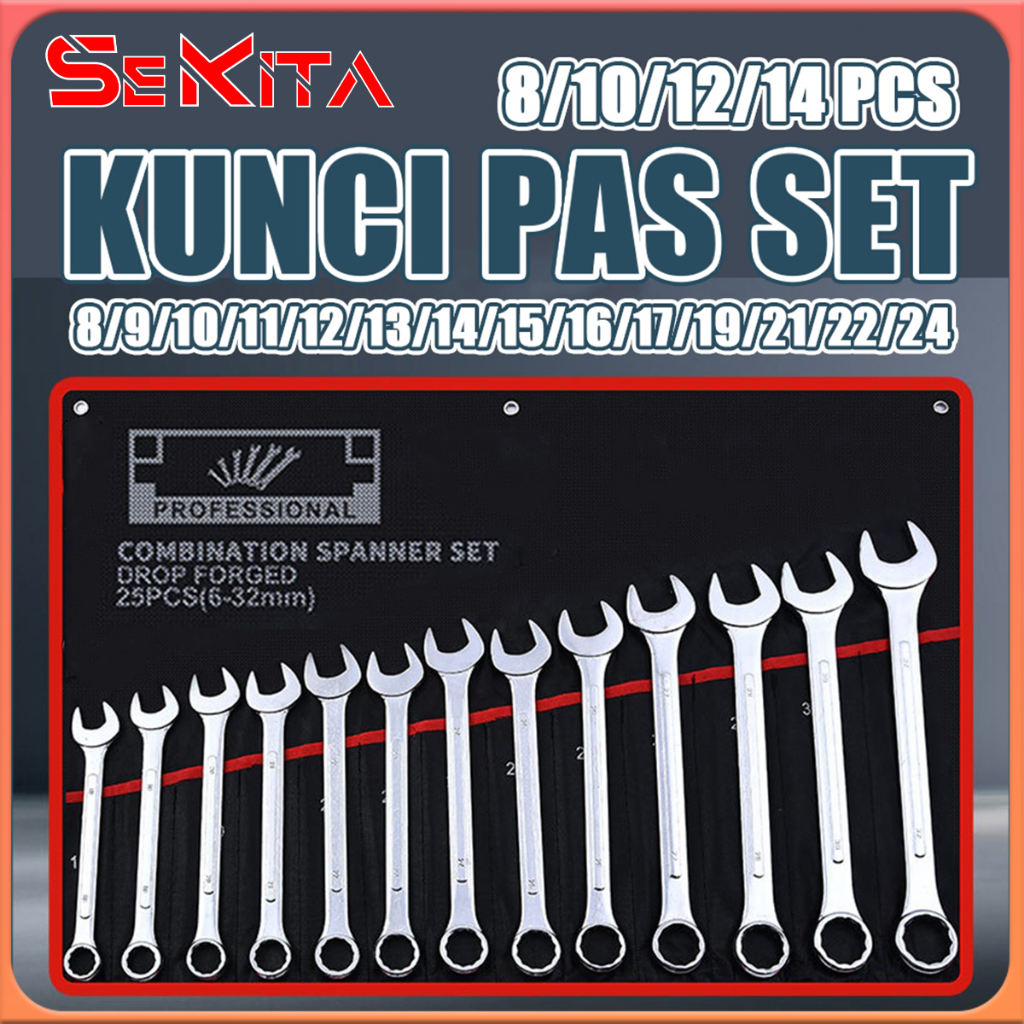 NEW Kunci Ring Pas set/ 8 /10/12 /14 Pcs 8-24mm Kunci Pas/riginal 100%/Kunci Pas Serbaguna