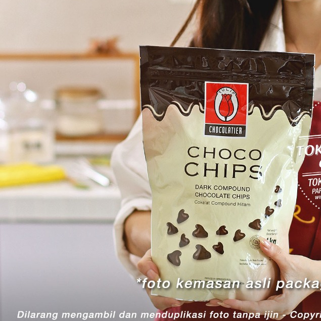 

Tulip DARK Chocolate Chip 1kg PACK ASLI Chocochips Cokelat Chips 6mm