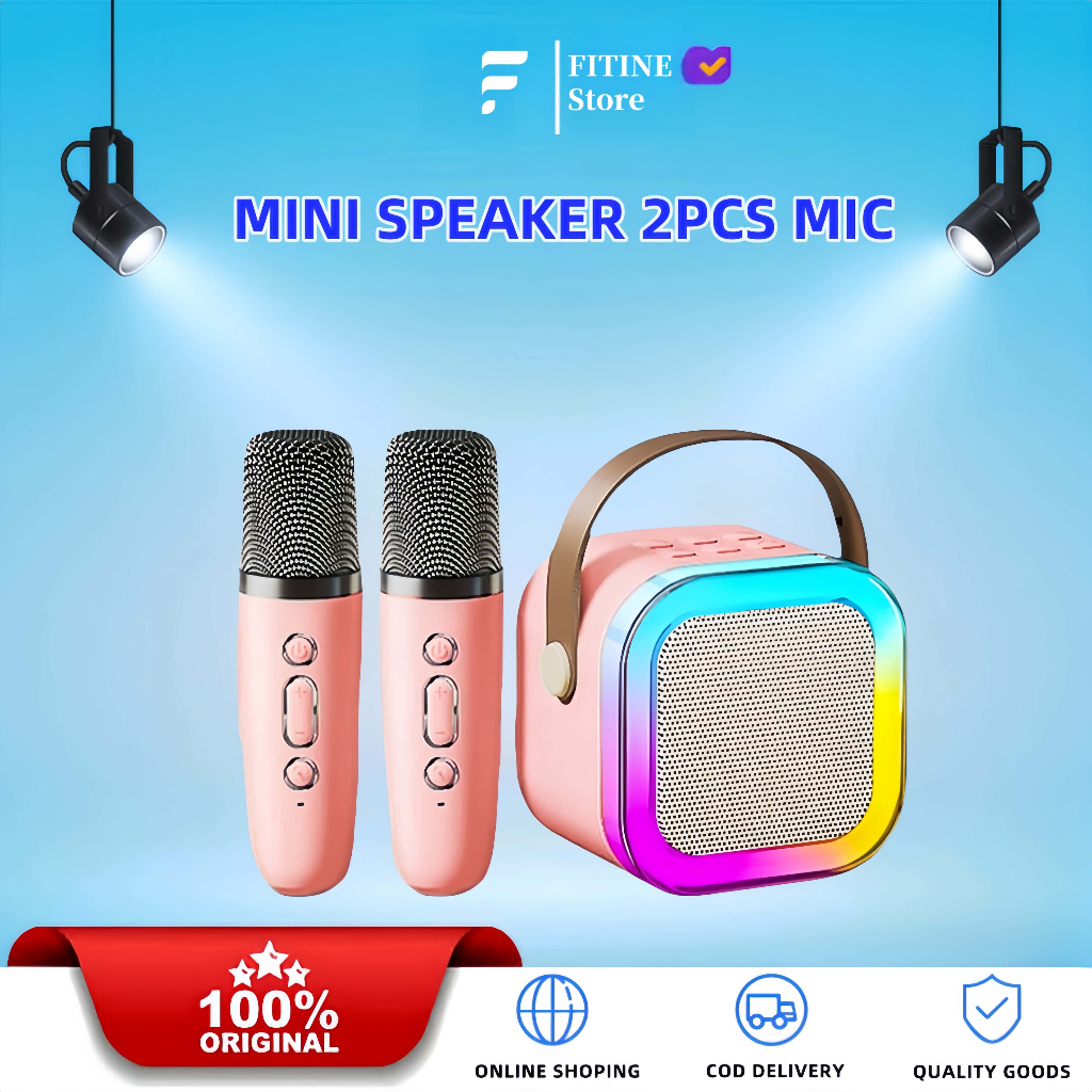 2pcs Mic Mini Speaker K12 Speaker Bluetooth Plus 2 Mikrofon Karaoke 1 SET Mesin KTV Mini Rumah KTV B