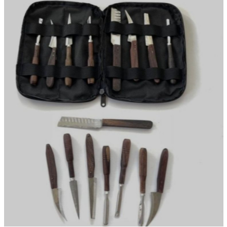 Satu set pisau garnish / pisau garnish / pisau carving / pisau tumpeng isi 8 lengkap dengan dompet