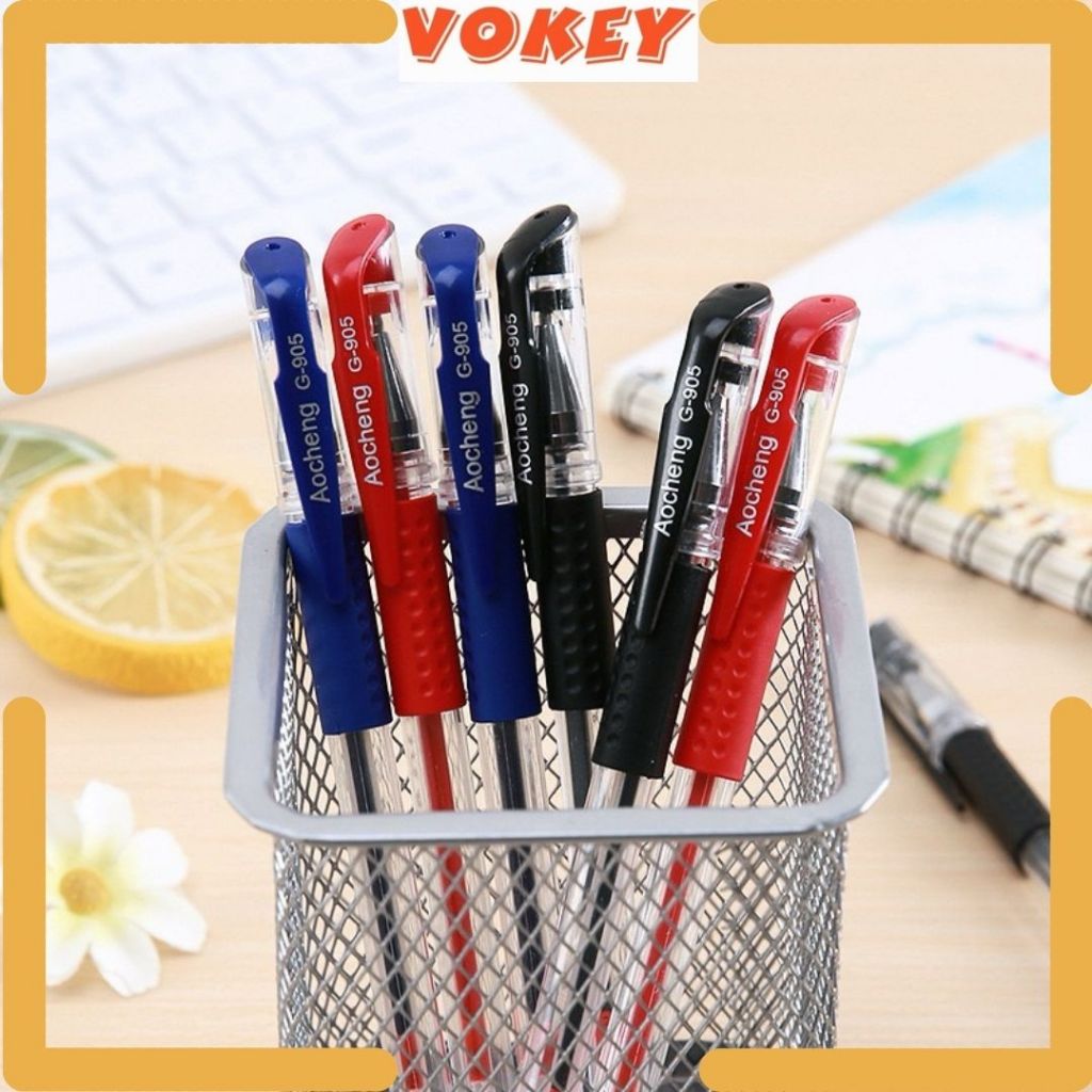 

VOKEY Pulpen Gel Hitam Biru Merah Pena Tinta Refillable 0.5 mm Ballpoint Bolpoin Stationary Alat Tulis C0N92