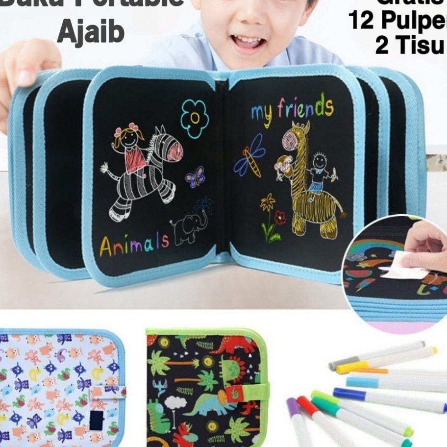 

BERKAH BUKU GAMBAR PORTABLE MAGIC BOOK BLACK BOOK PORTABLE BUKU GAMBAR AJAIB REUSABLE BISA DIHAPUS