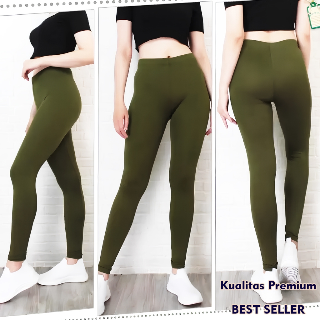 LEGGING SPANDEK STANDAR & JUMBO PANJANG / CELANA LEGING WANITA SPANDEK TEBAL PREMIUM