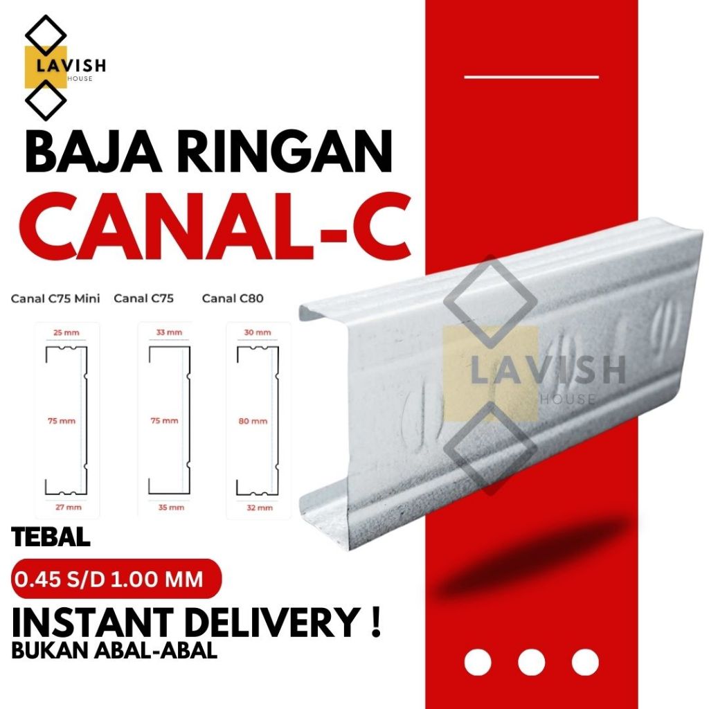 CANAL C BAJA RINGAN C75 DAN C80 TEBAL MULAI 0,45 S/D 0,75MM SNI JAMINAN HARGA TERMURAH