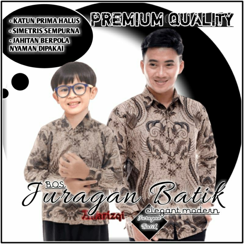 Batik Warna Mocca Moca Couple Ayah Anak laki-laki - Kemeja Batik Pria Couple Ayah Anak Cowok Katun