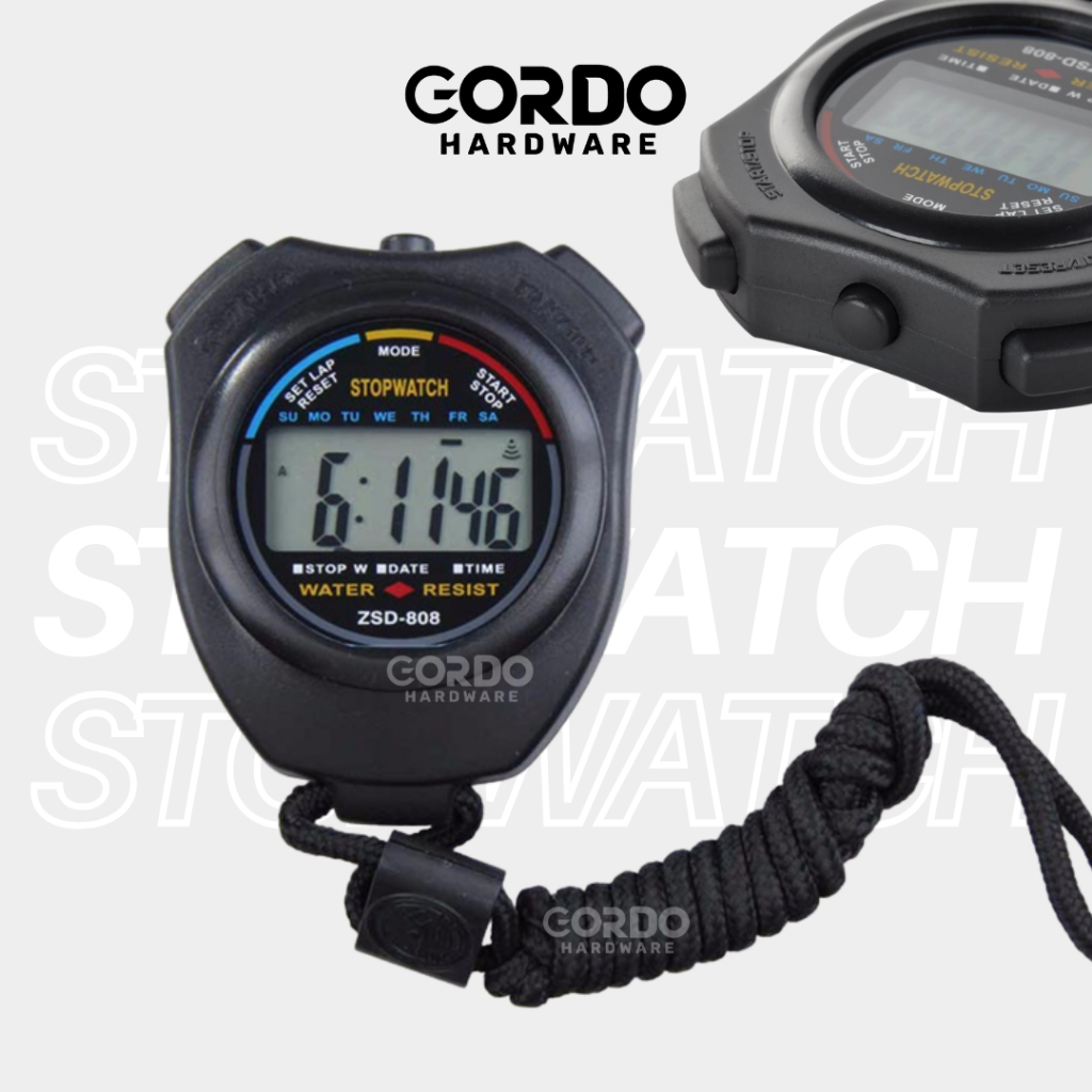 Stopwatch Olahraga Digital / Stopwatch Timer LCD + Strap / Stopwatch Atletik