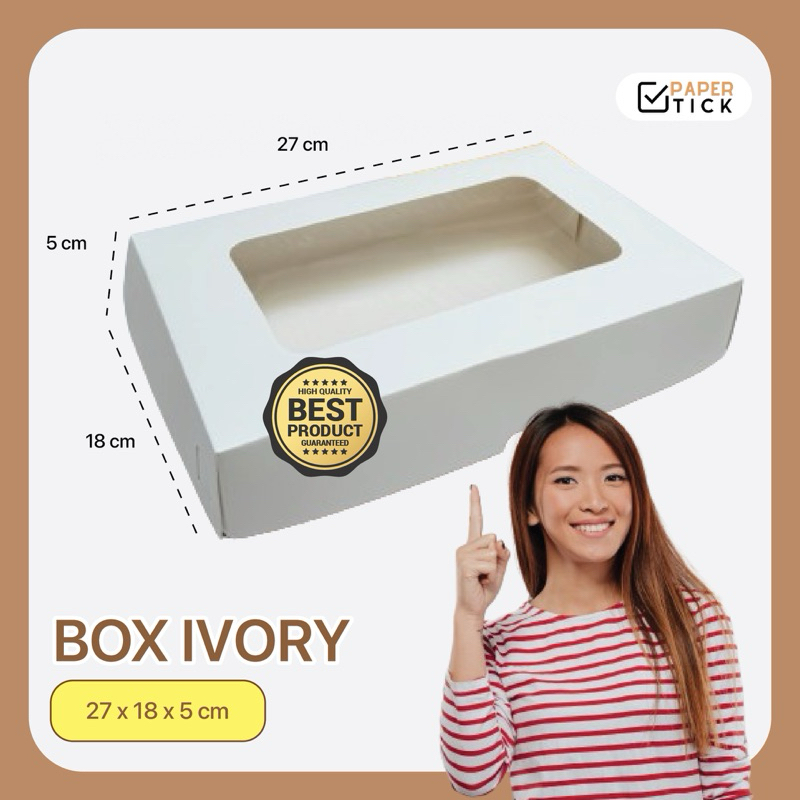 

Box Ivory 27x18x5 Kotak Putih Kue Laminasi Dalam Kotak Brownies Kue Roll Kemasan Roti Snack Box