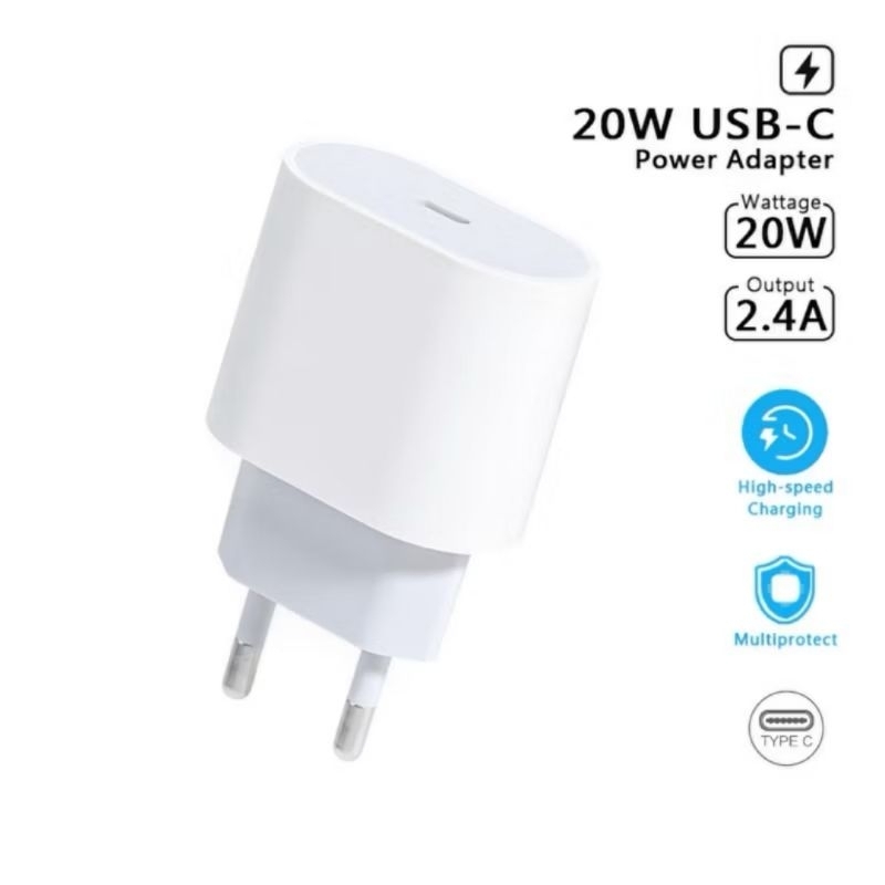 ADAPTOR 20 WATT BATOK ADAPTOR TYPE C IPHONE