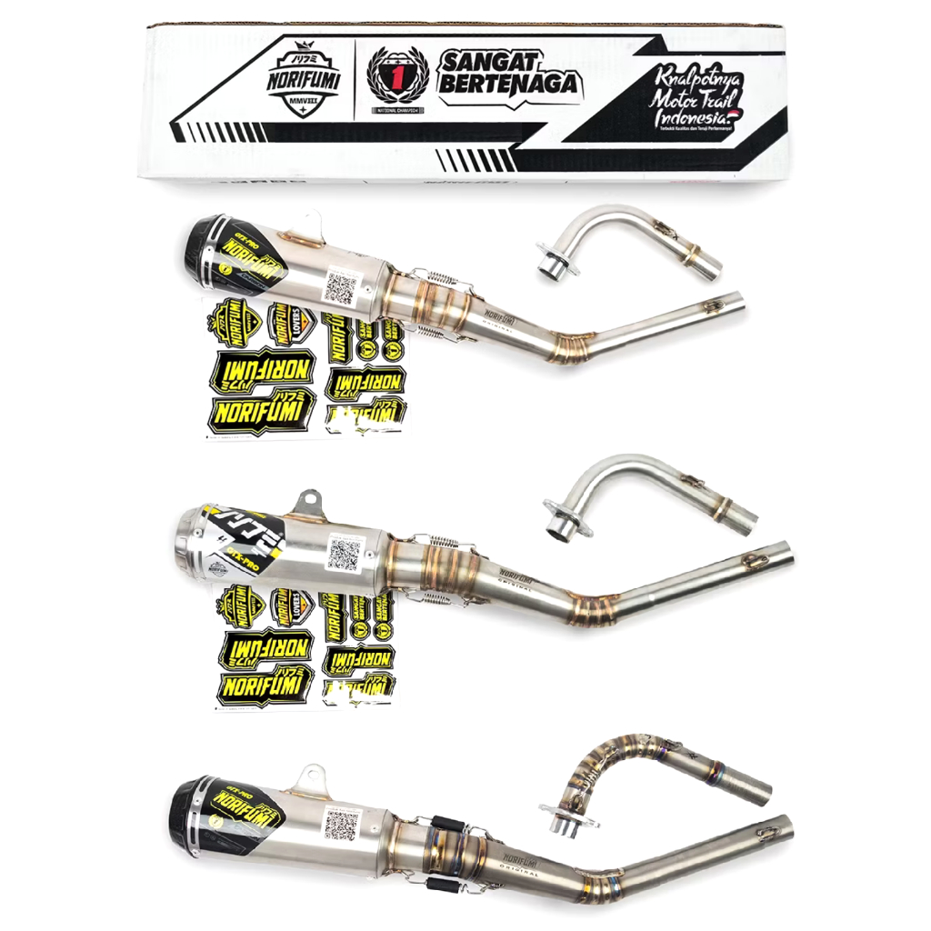 KNALPOT NORIFUMI ORIGINAL GTX PRO STAINLESS TITANIUM CARBON JUPITER Z VEGA BEBEK MATIC GRASSTRACK