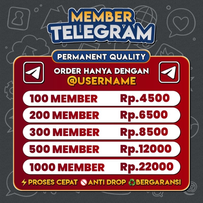 (PROMO) TELEGRAM MEMBER REAL AKTIF PERMANENT PROSES CEPAT BERGARANSI LIFETIME